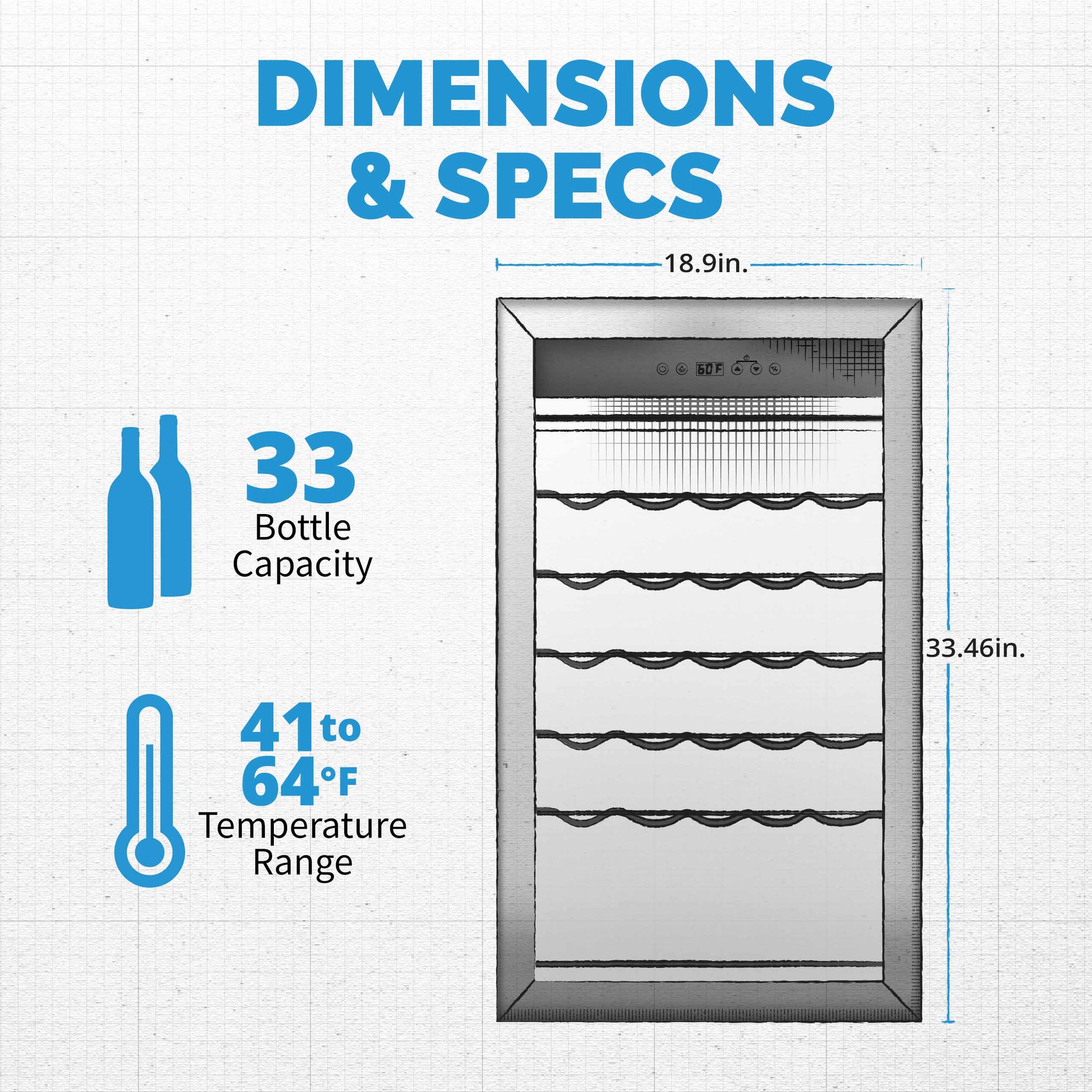 Newair Freestanding 33 Bottle Compressor Wine Fridge in Stainless Steel, Adjustable Racks NWC033SS01-Wine Fridges-The Wine Cooler Club