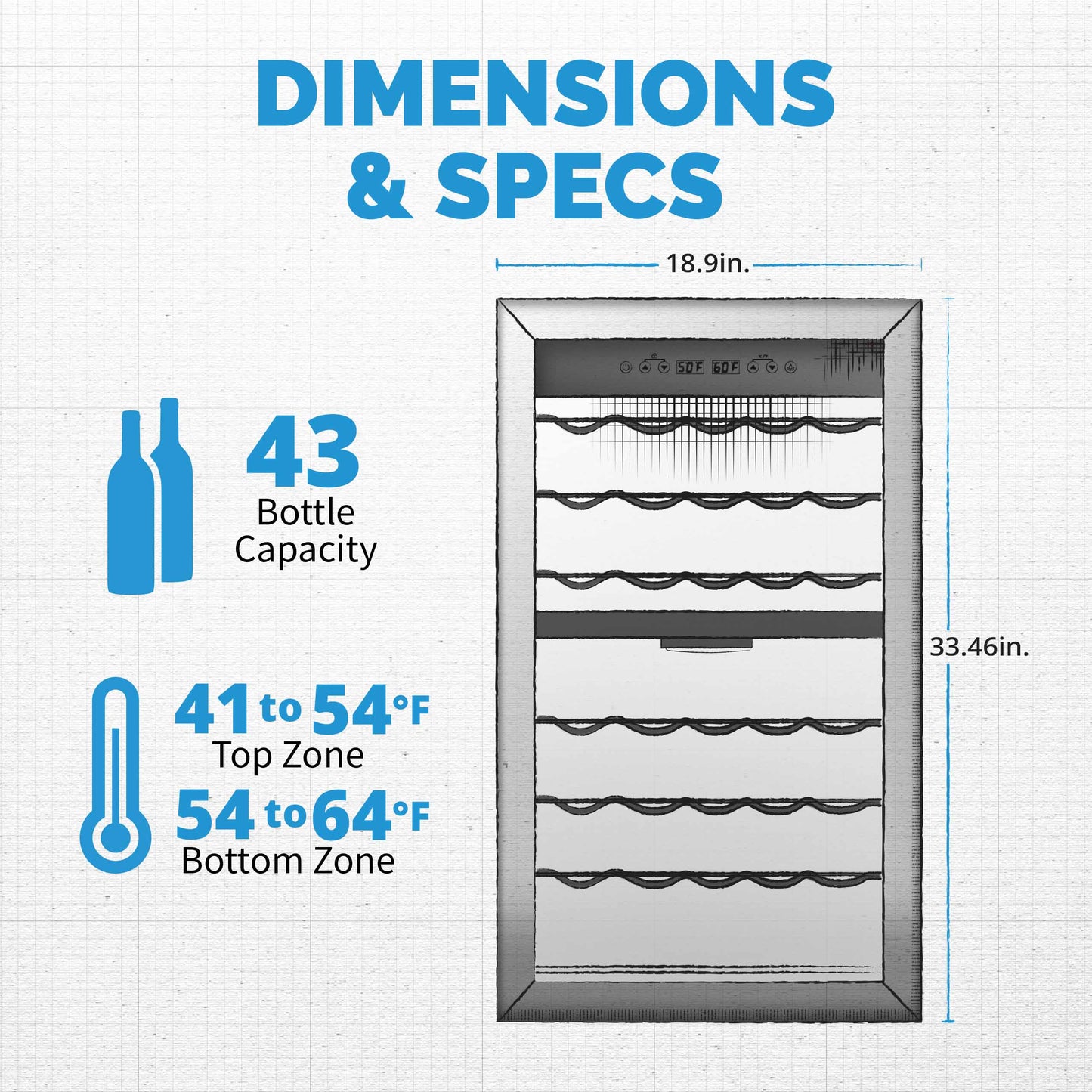 Newair Freestanding 43 Bottle Dual Zone Wine Fridge in Stainless Steel with Adjustable Racks NWC043SS00-Wine Fridges-The Wine Cooler Club