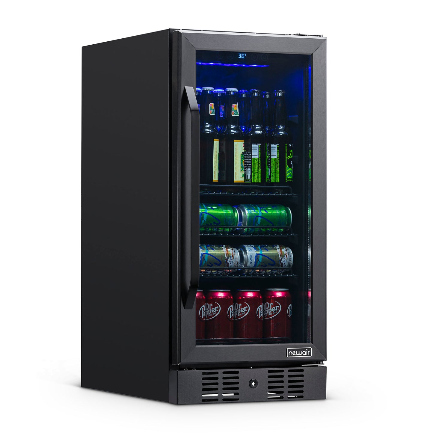 Newair 15” Built-in 96 Can Beverage Fridge in Black Stainless Steel NBC096BS00-Beverage Fridges-The Wine Cooler Club