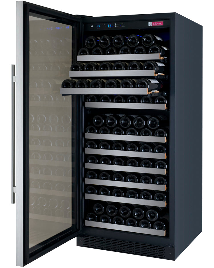 24" Wide FlexCount II Tru-Vino 128 Bottle Single Zone Stainless Steel Left Hinge Wine Refrigerator - AO VSWR128-1SL20, AO VSWR128-1SR20-Wine Coolers-The Wine Cooler Club