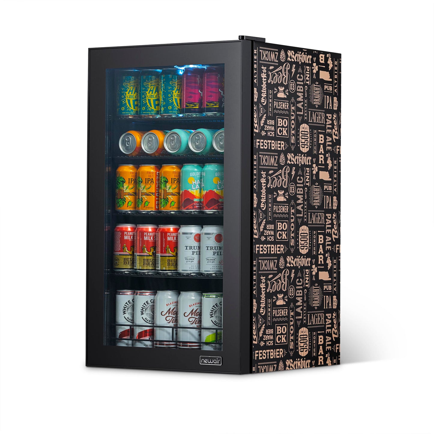 Newair “Beers of the World” Custom Designed Freestanding 126 Can Beer Fridge with SplitShelf™ AB-1200BC1-Beverage Fridges-The Wine Cooler Club