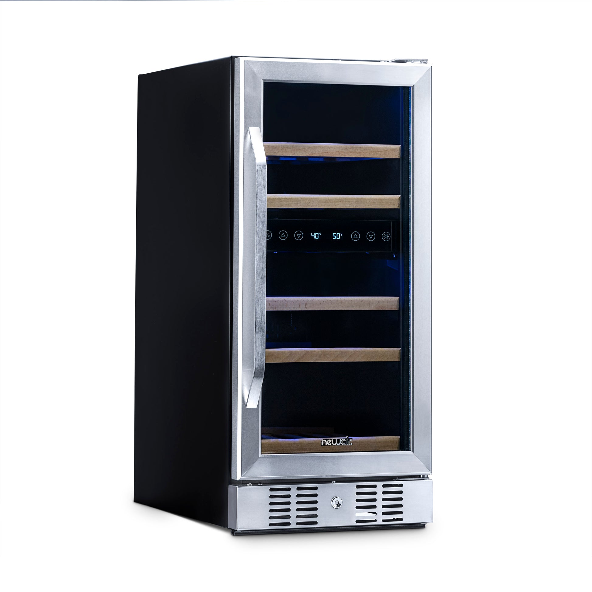 Newair 15” Built-in 29 Bottle Dual Zone Wine Fridge in Stainless Steel, Quiet Operation with Beech Wood Shelves AWR-290DB-Wine Fridges-The Wine Cooler Club