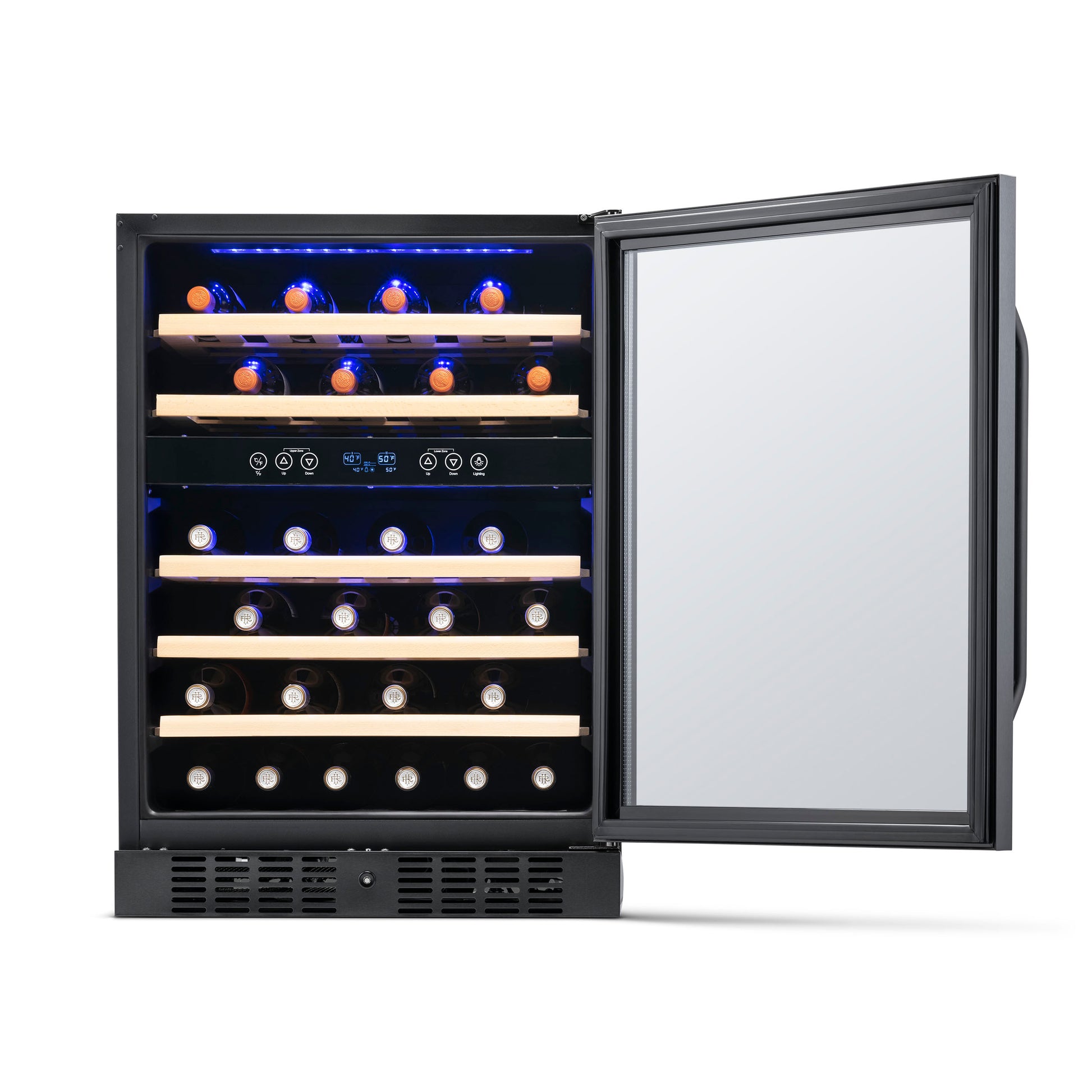 Newair 24” Built-in 46 Bottle Dual Zone Wine Fridge in Black Stainless Steel NWC046BS00-Wine Fridges-The Wine Cooler Club