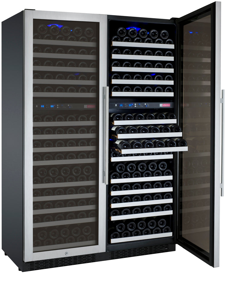 47" Wide FlexCount II Tru-Vino 344 Bottle Four-Zone Stainless Steel Side-by-Side Wine Refrigerator - BF 2X-VSWR172-2S20-Wine Coolers-The Wine Cooler Club