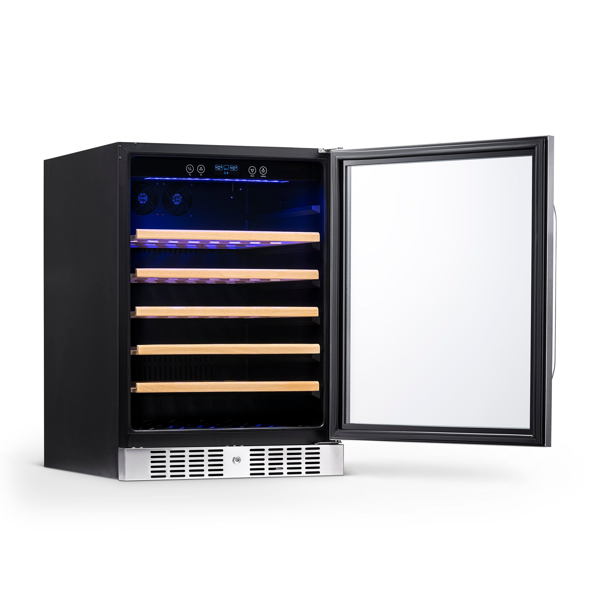 Newair 24" Built-In 52 Bottle Compressor Wine Fridge in Stainless Steel with Premium Beech Wood Shelves AWR-520SB-Wine Fridges-The Wine Cooler Club