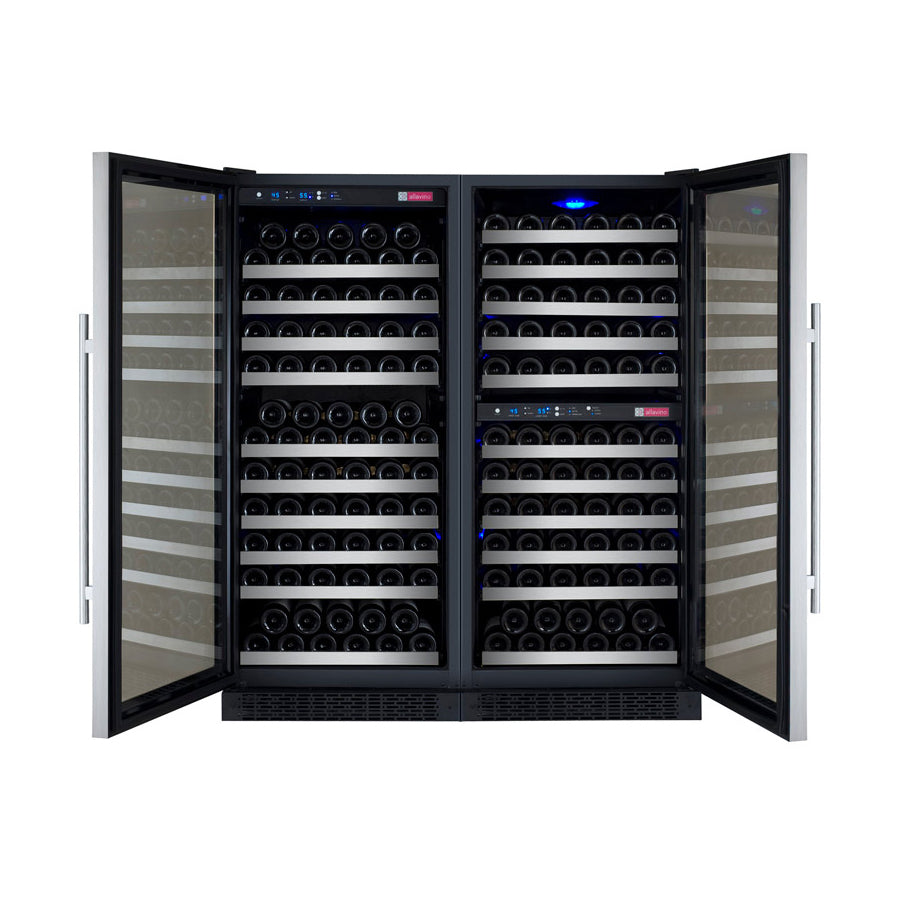 47" Wide FlexCount II Tru-Vino 249 Bottle Three Zone Stainless Steel Side-by-Side Wine Refrigerator - BF 3Z-VSWR2128-S20-Wine Coolers-The Wine Cooler Club