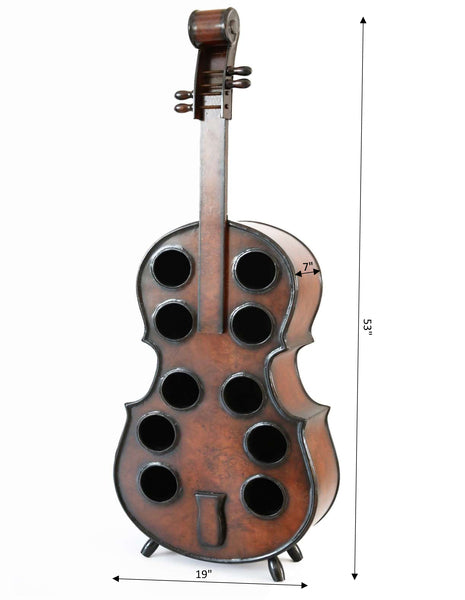 Decorative 10 Bottle Wooden Cello Shaped Wine Rack 53" Inch Floor Violin QI003607L-Wine Bottle Holders-The Wine Cooler Club