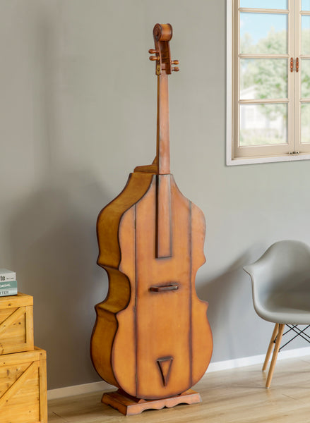 6.5 Feet Tall Violin, 3 Shelf Large Violin Shaped Cabinet With Door QI003769-Wine Bottle Holders-The Wine Cooler Club