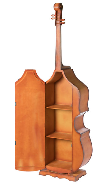 6.5 Feet Tall Violin, 3 Shelf Large Violin Shaped Cabinet With Door QI003769-Wine Bottle Holders-The Wine Cooler Club