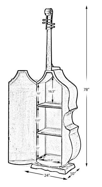 6.5 Feet Tall Violin, 3 Shelf Large Violin Shaped Cabinet With Door QI003769-Wine Bottle Holders-The Wine Cooler Club