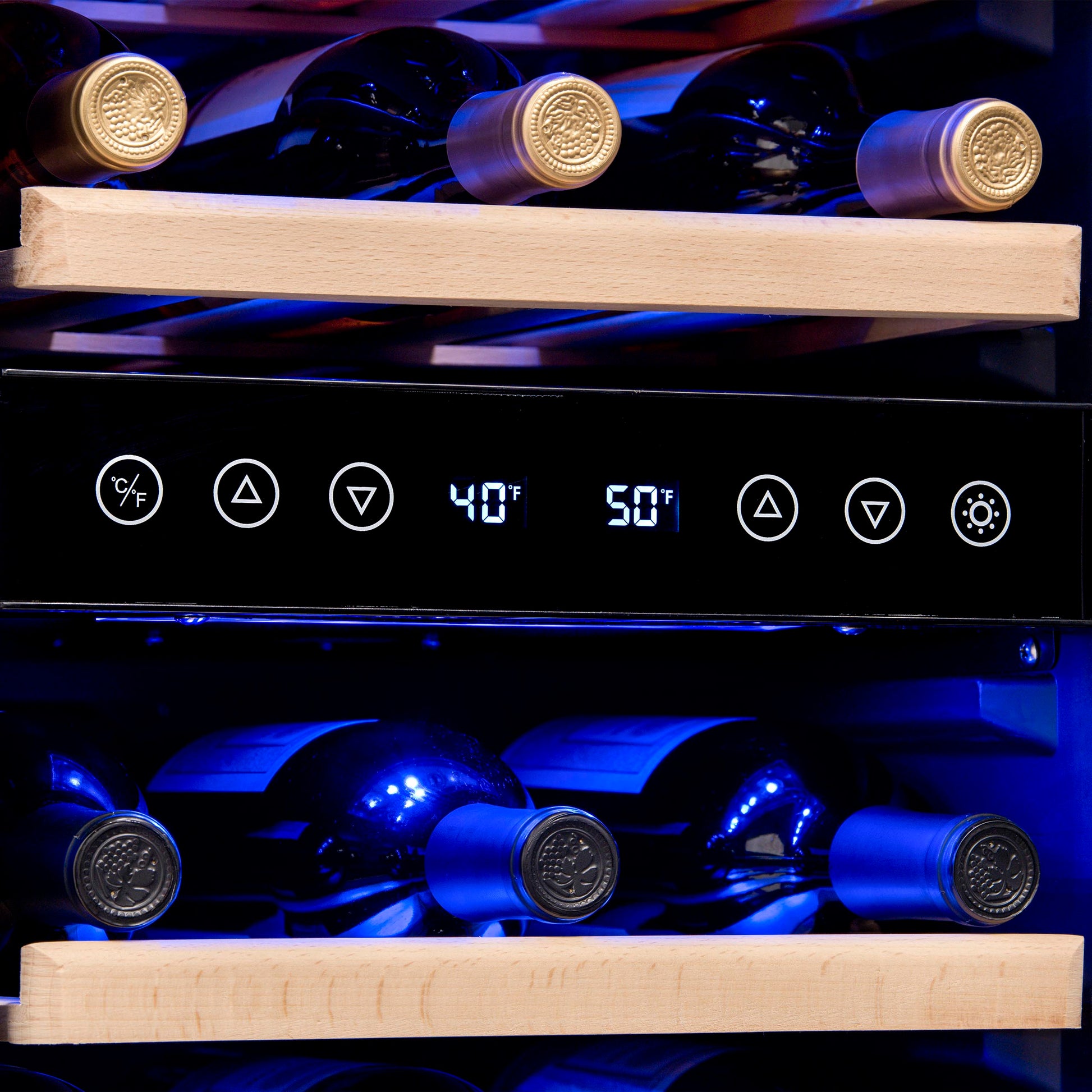 Newair 15” Built-in 29 Bottle Dual Zone Wine Fridge in Stainless Steel, Quiet Operation with Beech Wood Shelves AWR-290DB-Wine Fridges-The Wine Cooler Club