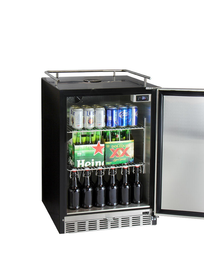 24" Wide Triple Tap Stainless Steel Built-In Left Hinge Digital Kegerator with Kit-Kegerators-The Wine Cooler Club