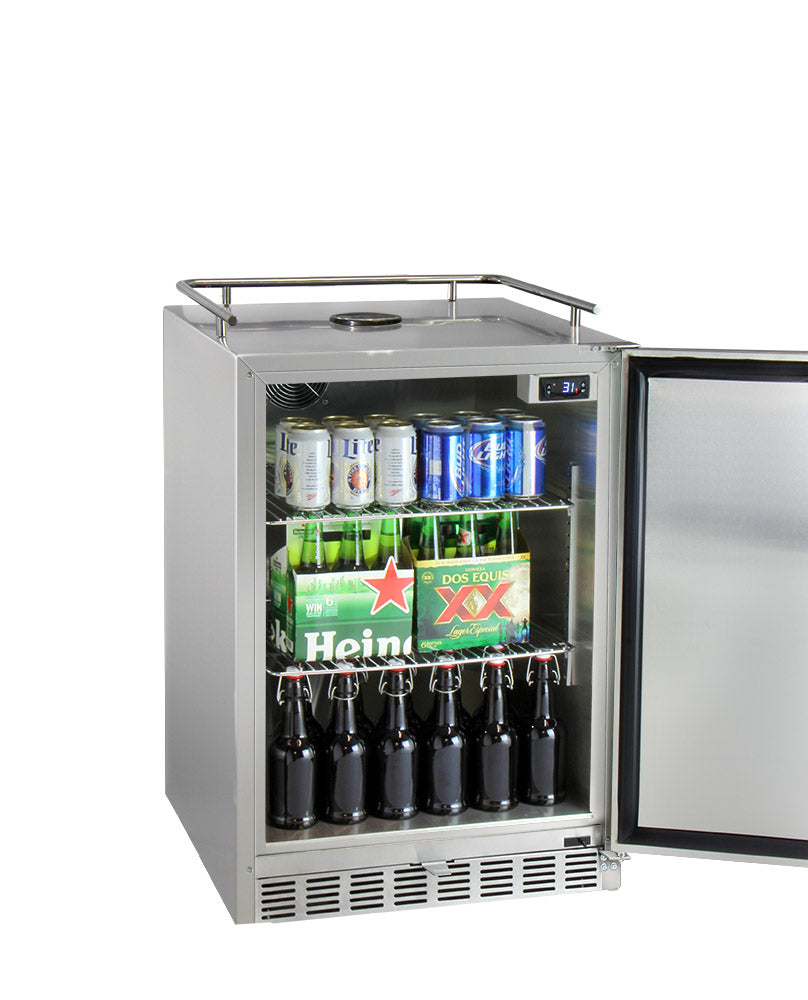 24" Wide Triple Tap All Stainless Steel Outdoor Built-In Digital Left Hinge Kegerator with Kit-Kegerators-The Wine Cooler Club