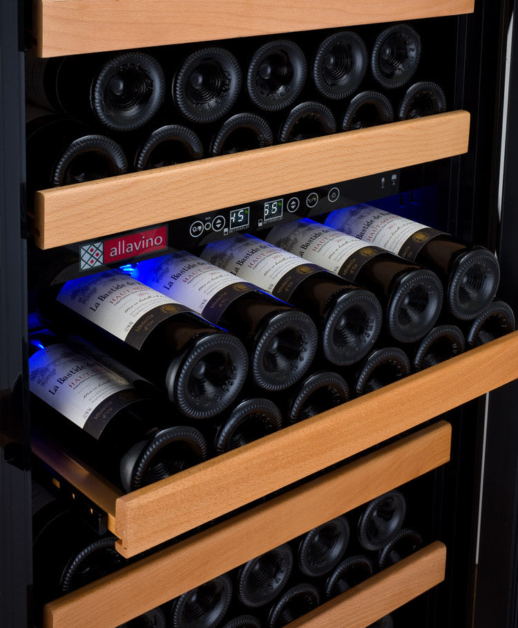 24" Wide Vite II Tru-Vino 99 Bottle Dual Zone Black Right Hinge Wine Refrigerator - AO YHWR99-2BR20-Wine Coolers-The Wine Cooler Club