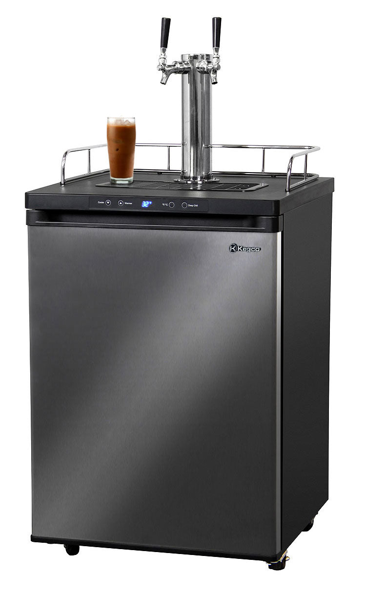 24" Wide Cold Brew Coffee Dual Tap Black Stainless Steel Kegerator-Kegerators-The Wine Cooler Club