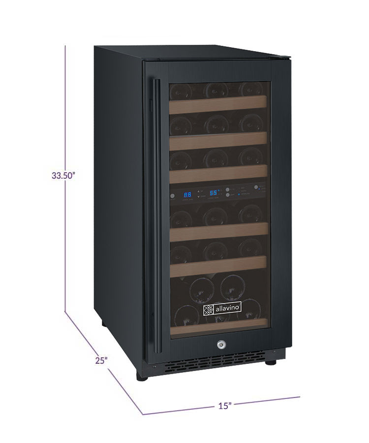 15" Wide FlexCount II Tru-Vino 30 Bottle Dual Zone Black Wine Refrigerator - AO VSWR30-2BR20-Wine Coolers-The Wine Cooler Club