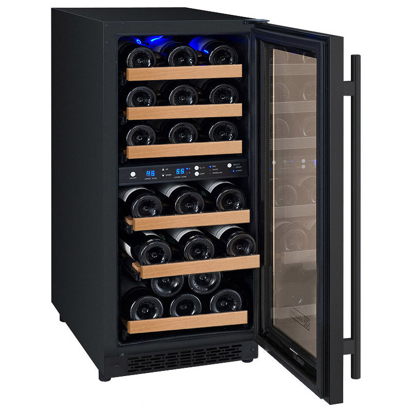 15" Wide FlexCount II Tru-Vino 30 Bottle Dual Zone Black Wine Refrigerator - AO VSWR30-2BR20-Wine Coolers-The Wine Cooler Club