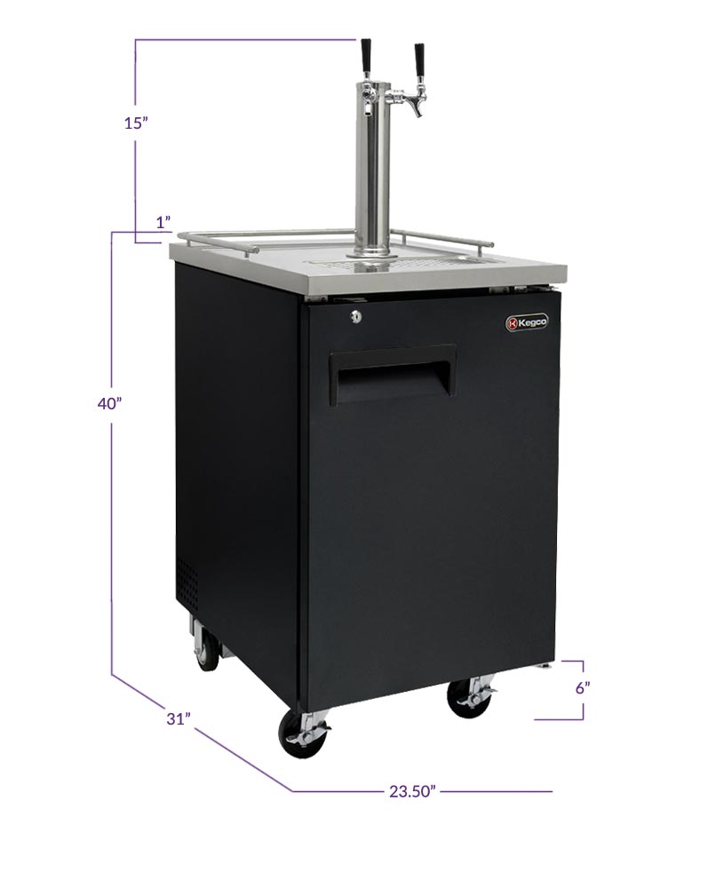 24" Wide Dual Tap Black Commercial Kegerator-Kegerators-The Wine Cooler Club