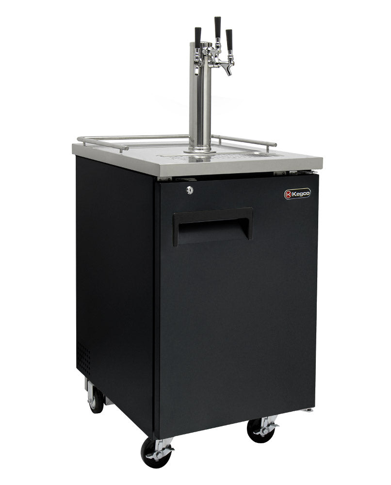 24" Wide Triple Tap Black Commercial Kegerator-Kegerators-The Wine Cooler Club