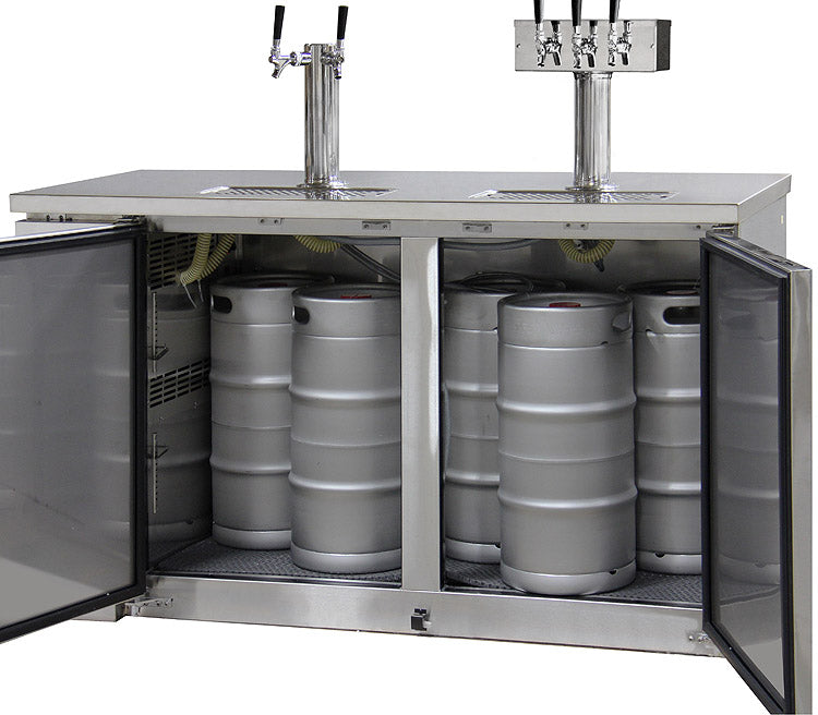 61" Wide Triple Tap Stainless Steel Commercial Kegerator-Kegerators-The Wine Cooler Club