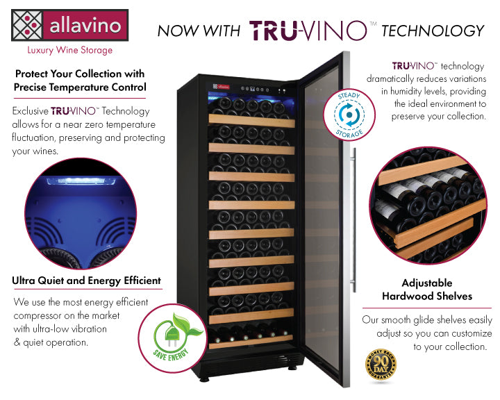 24" Wide Vite II Tru-Vino 99 Bottle Single Zone Stainless Steel Right Hinge Wine Refrigerator - AO YHWR115-1SR20-Wine Coolers-The Wine Cooler Club