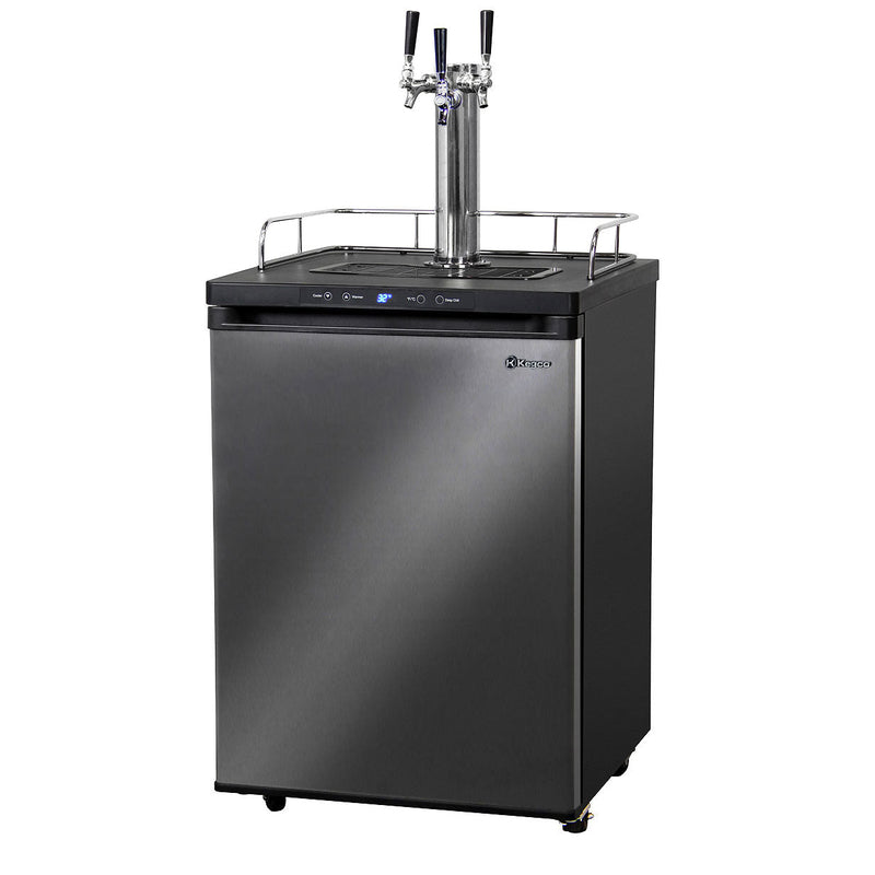 24" Wide Triple Tap Black Stainless Steel Digital Kegerator-Kegerators-The Wine Cooler Club