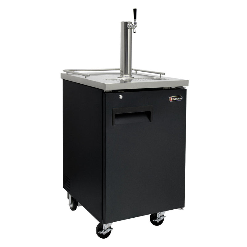 Kegco 24" Wide Homebrew Single Tap Black Commercial Kegerator with Keg HBK1XB-1K-Kegerators-The Wine Cooler Club