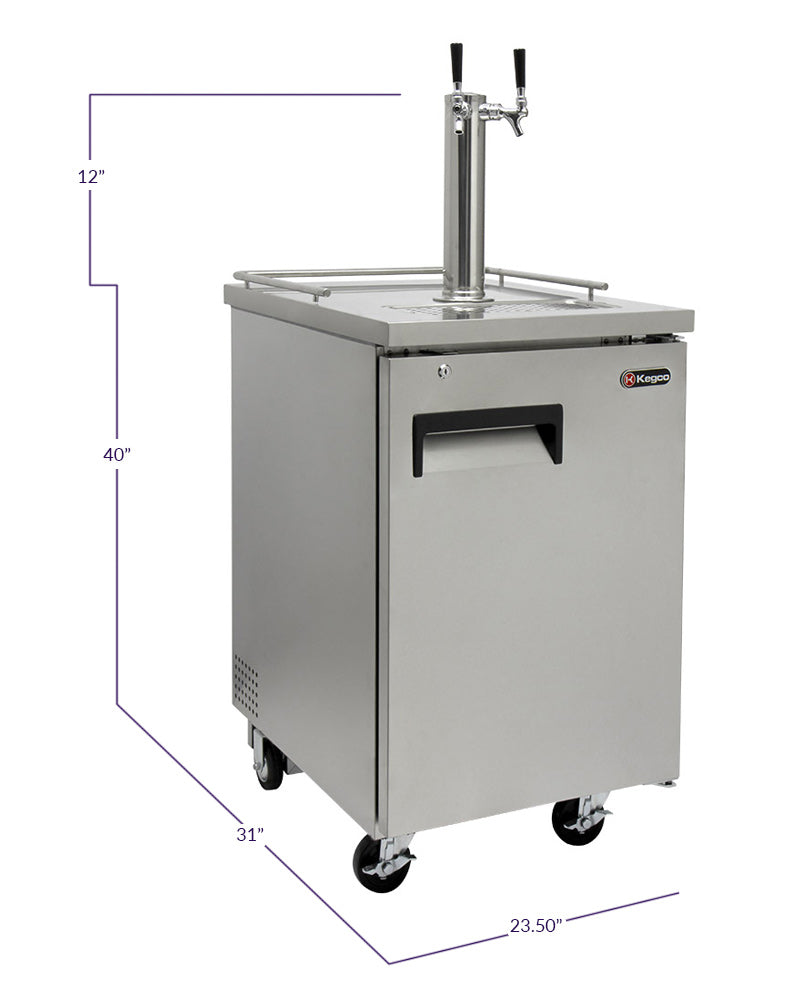 24" Wide Homebrew Dual Tap Stainless Steel Commercial Kegerator-Kegerators-The Wine Cooler Club