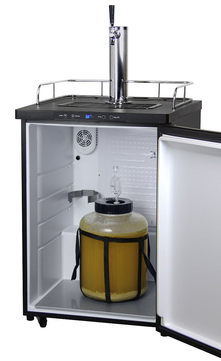 24" Wide Homebrew Single Tap Black Stainless Steel Digital Kegerator-Kegerators-The Wine Cooler Club