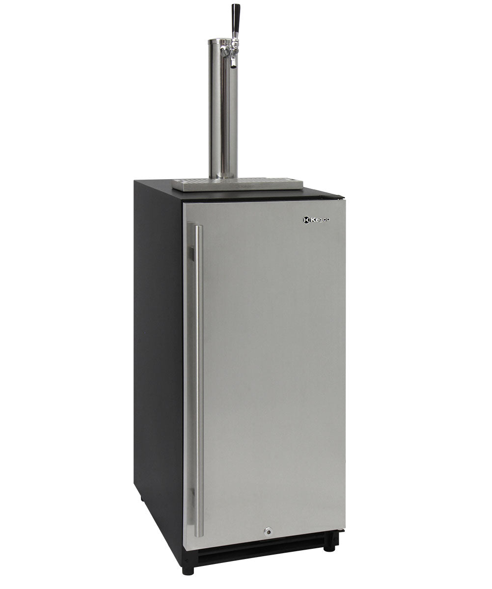 15" Wide Single Tap Stainless Steel Built-In Right Hinge Kegerator-Kegerators-The Wine Cooler Club