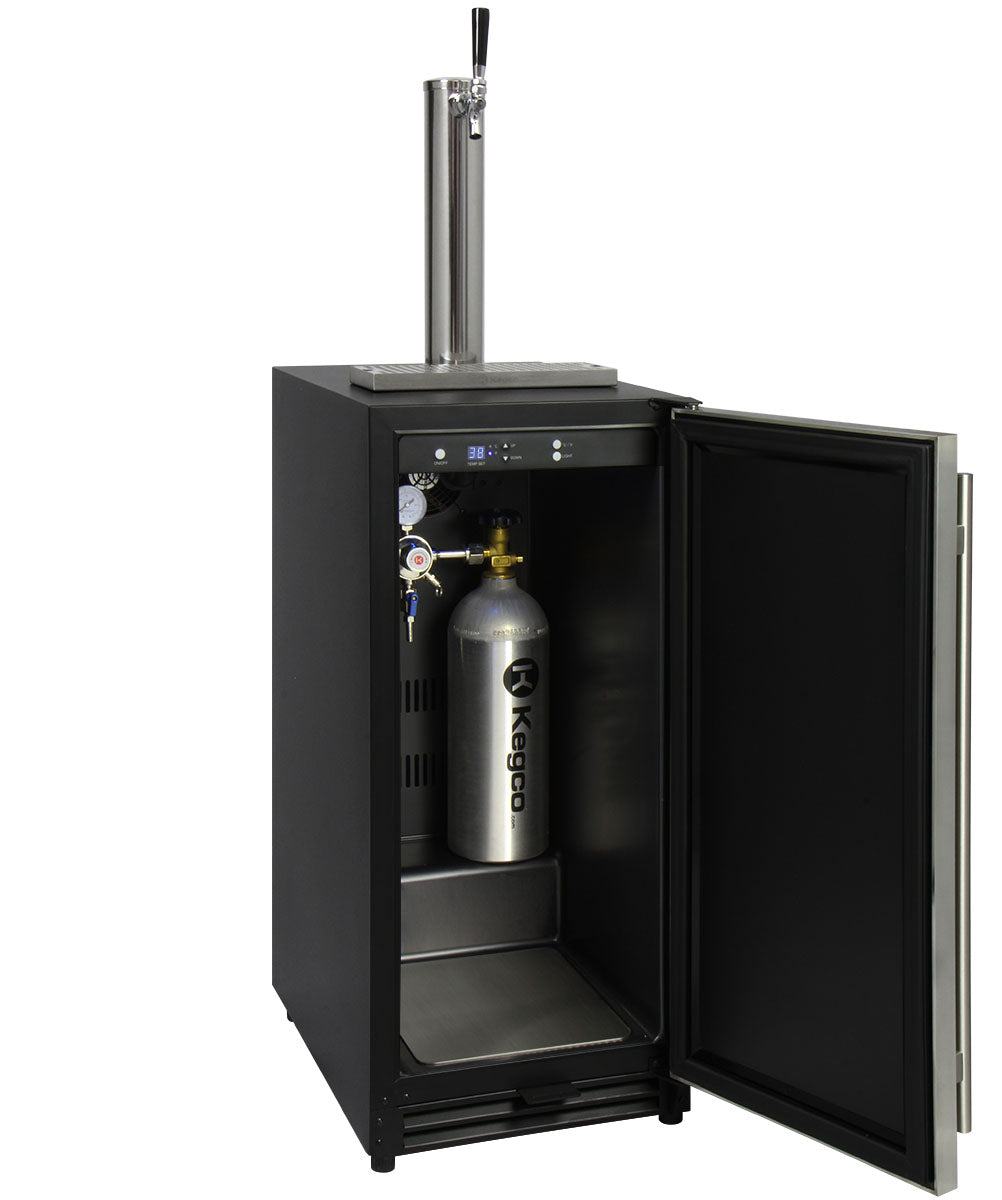 15" Wide Single Tap Stainless Steel Built-In Right Hinge Kegerator-Kegerators-The Wine Cooler Club