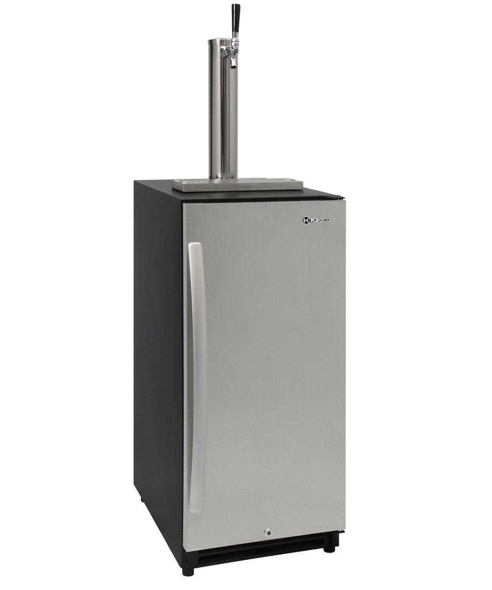 15" Wide Single Tap Stainless Steel Built-In Right Hinge Kegerator-Kegerators-The Wine Cooler Club