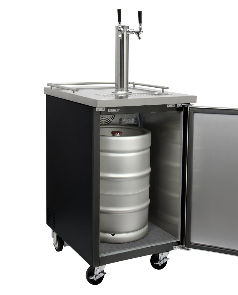 24" Wide Dual Tap Black Commercial Kegerator-Kegerators-The Wine Cooler Club