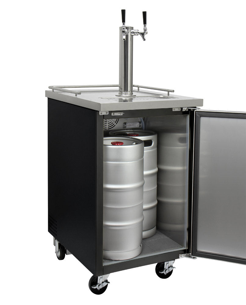 24" Wide Dual Tap Black Commercial Kegerator-Kegerators-The Wine Cooler Club