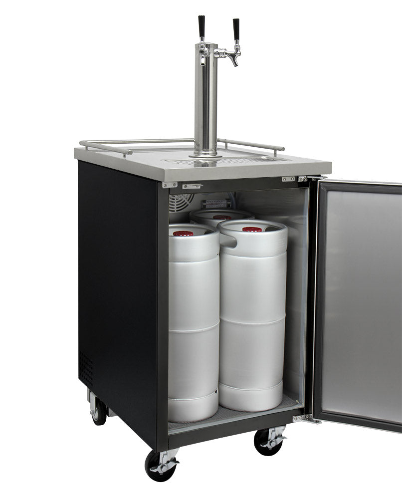 24" Wide Dual Tap Black Commercial Kegerator-Kegerators-The Wine Cooler Club