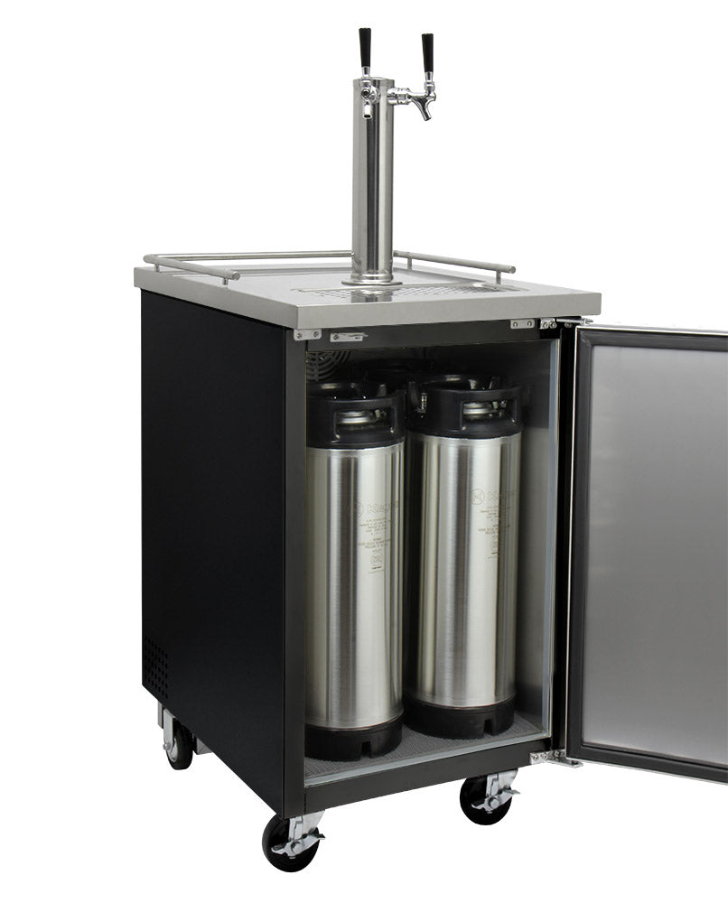 24" Wide Dual Tap Black Commercial Kegerator-Kegerators-The Wine Cooler Club