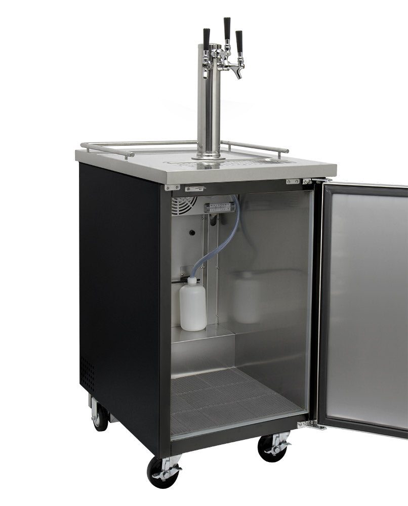 24" Wide Triple Tap Black Commercial Kegerator-Kegerators-The Wine Cooler Club