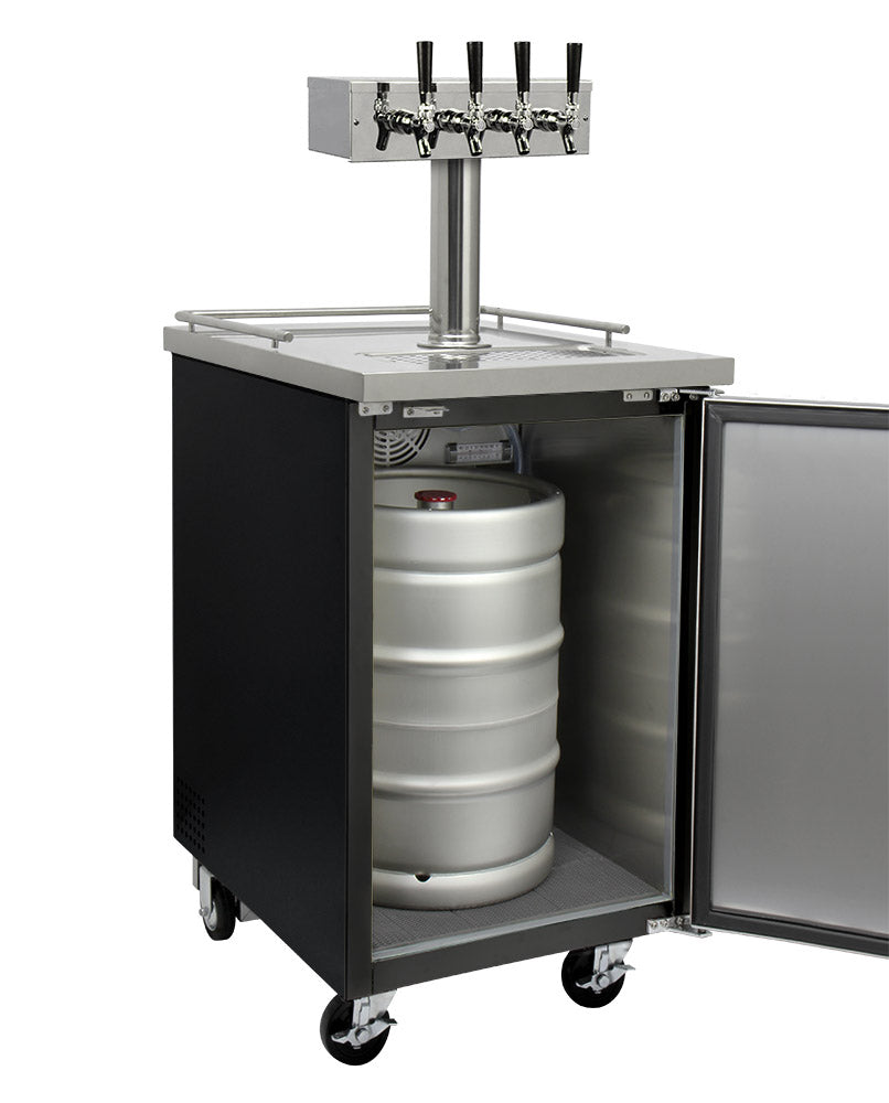 24" Wide Four Tap Black Commercial Kegerator-Kegerators-The Wine Cooler Club