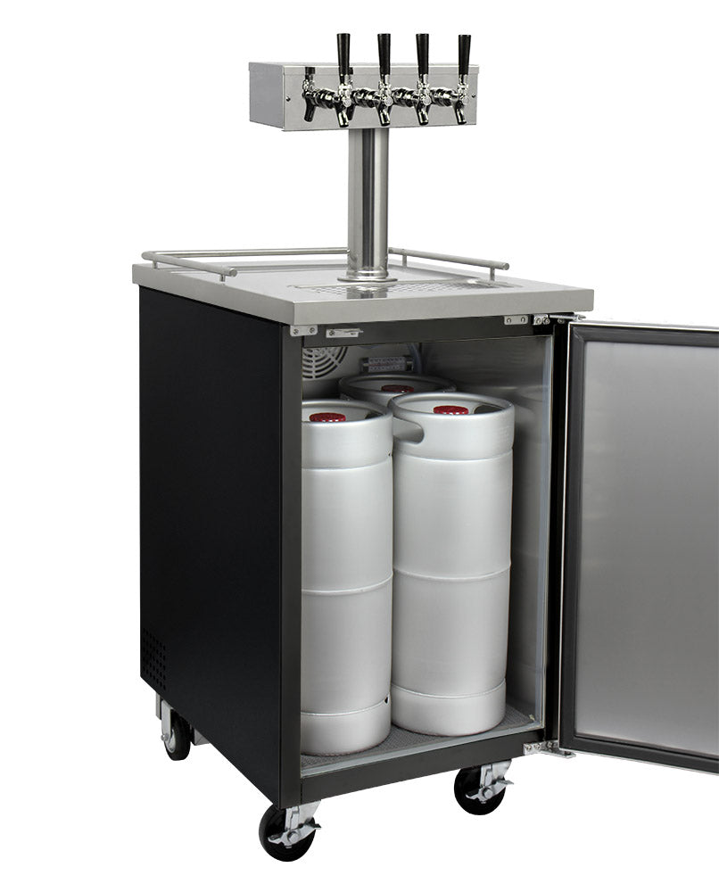 24" Wide Four Tap Black Commercial Kegerator-Kegerators-The Wine Cooler Club