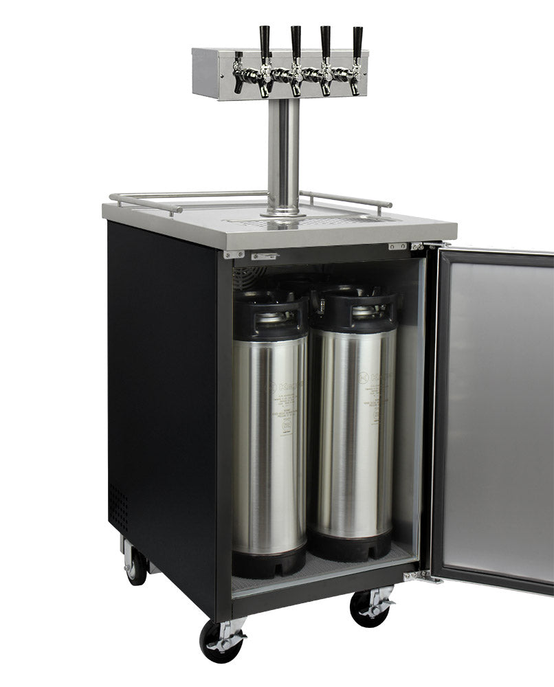 24" Wide Four Tap Black Commercial Kegerator-Kegerators-The Wine Cooler Club