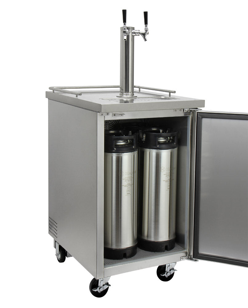 24" Wide Homebrew Dual Tap Stainless Steel Commercial Kegerator-Kegerators-The Wine Cooler Club