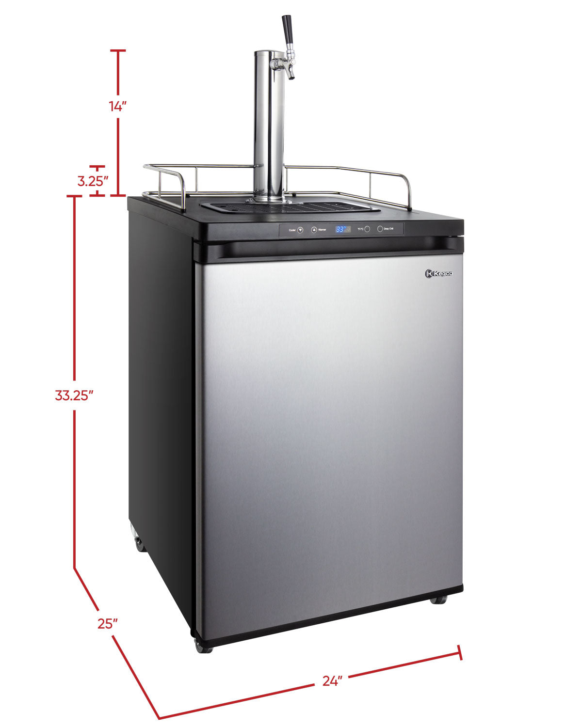 24" Wide Kombucha Single Tap Stainless Steel Kegerator-Kegerators-The Wine Cooler Club