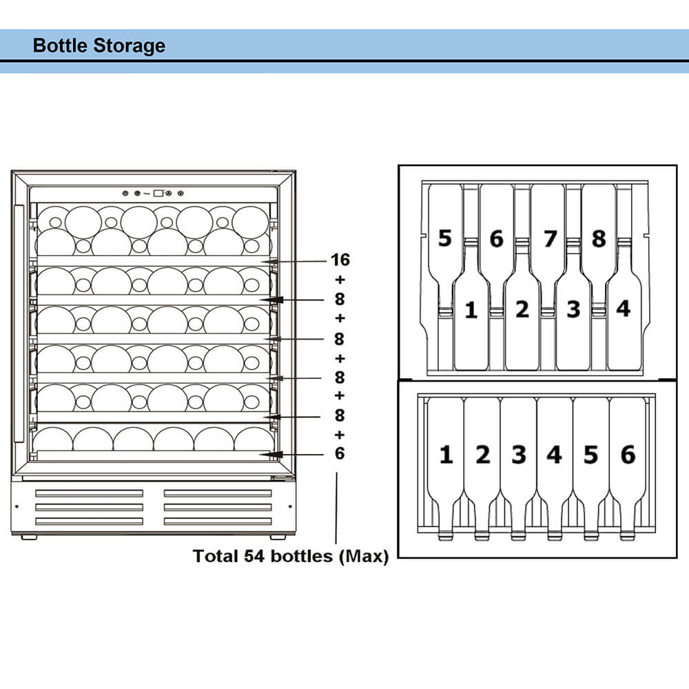 Whynter Wine Refrigerator Whynter BWR-541STS/BWR-541STSa 24″ Built-In Stainless Steel 54 Bottle Wine Refrigerator Cooler