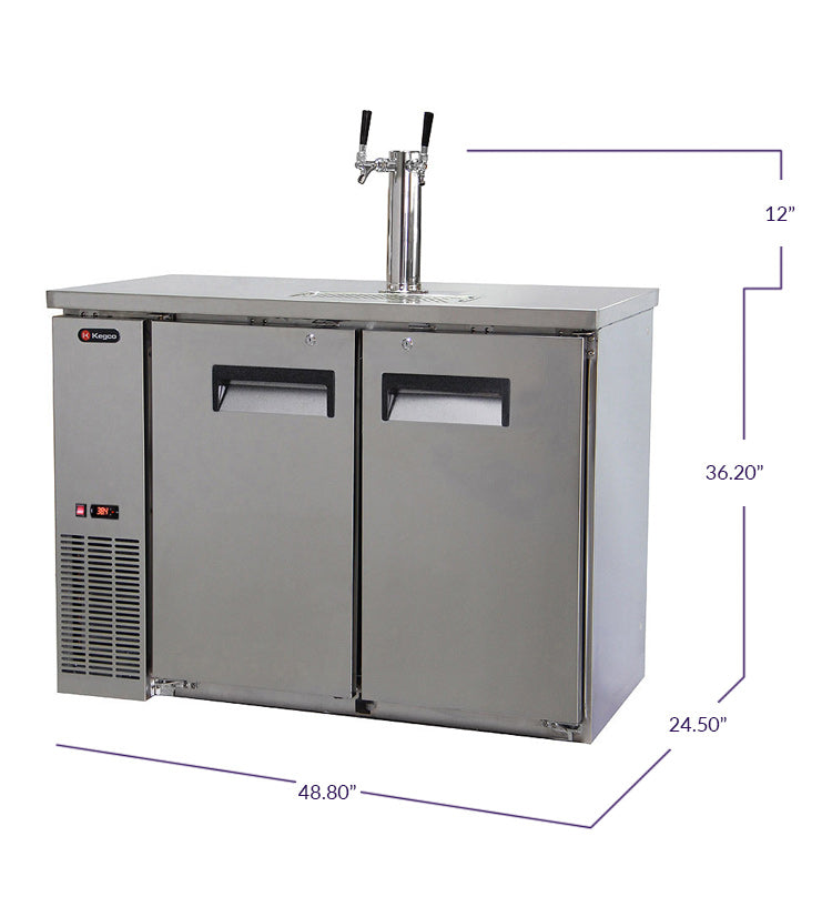 49" Wide Dual Tap All Stainless Steel Commercial Kegerator-Kegerators-The Wine Cooler Club